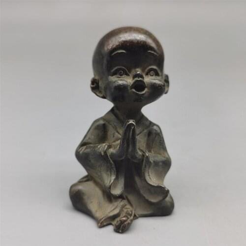 Tibet Chinese old Bronze statue Buddha of Pure copper Little monk statue