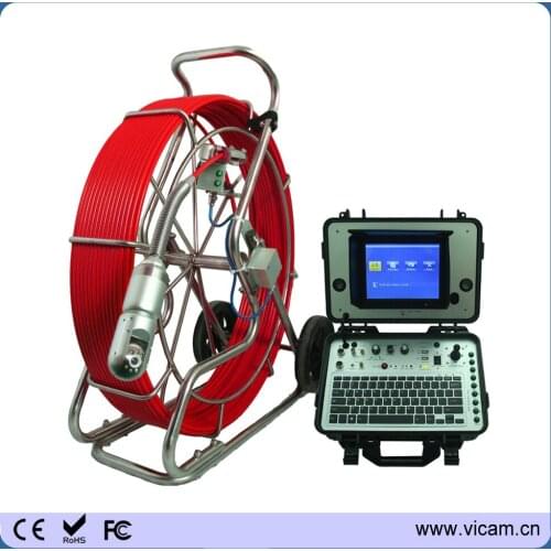 Vicam 50mm CCTV rotating camera Industrial plumbing inspection tool 60m (197ft) length pan tilt push camera with footage counter