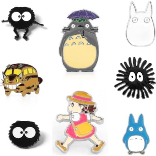 High Quality Copper Material Totoro Brooch and Spirited Away Enamel Pins Fashion Jewelry Gifts Movie Novel Hat Lapel Badges