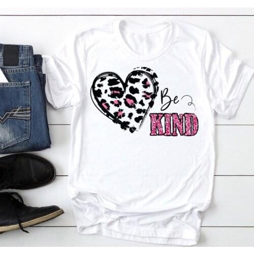 Women Leopard Love Heart Short Sleeve 90s Fashion Cartoon Summer Graphic T Top Lady Print Tee Female Tshirts Clothes T-Shirt