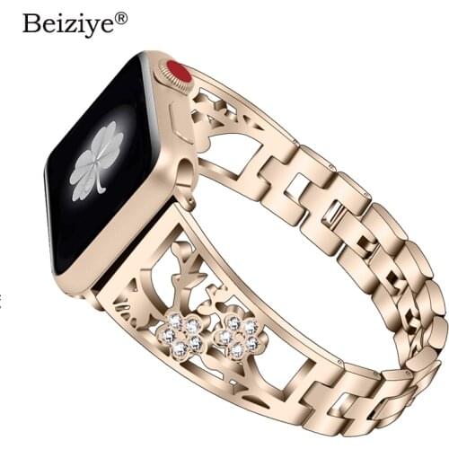 Women Diamond Rhinestone Band for Apple Watch 38mm 42mm Stainless Steel Metal Bracelet Strap for iWatch 40mm 44mm Series 5 4 3 2