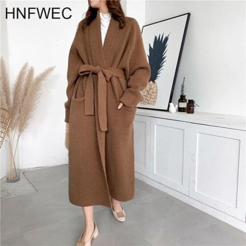 2019 Alpaca Knit Cardigan Jacket Women Autumn And Winter New Wild Mid-length Sweater Loose And ThickY441