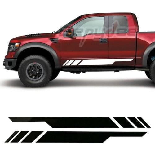 2Pcs Car Door Side Skirt Sticker Racing Sport Stripes Vinyl Film Decal For Ford F150 Truck Auto Body Decor Car Accessories