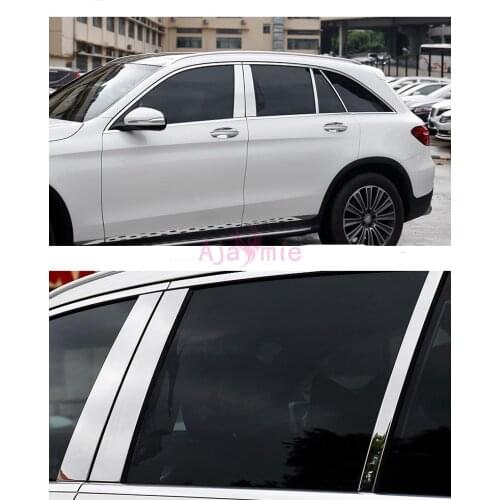 2016 2017 Window Glass Moulding Trims Overlay Cover Stainless Steel Chrome Car Styling For Mercedes Benz GLC 300 260 Accessories