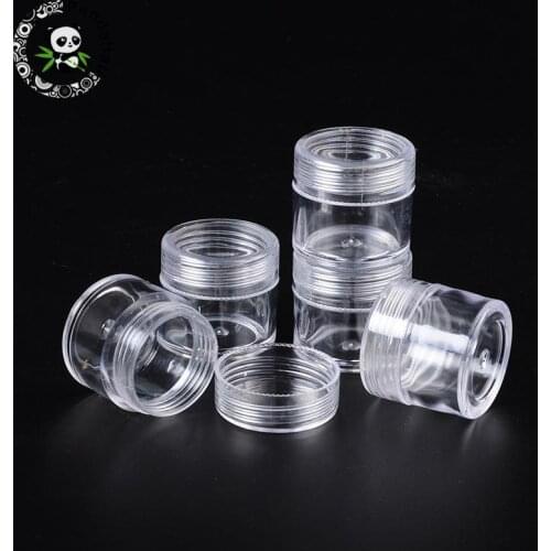 40pcs 34x33mm Round Clear Column Plastic Bead Storage Containers for Jewelry Packaging F85