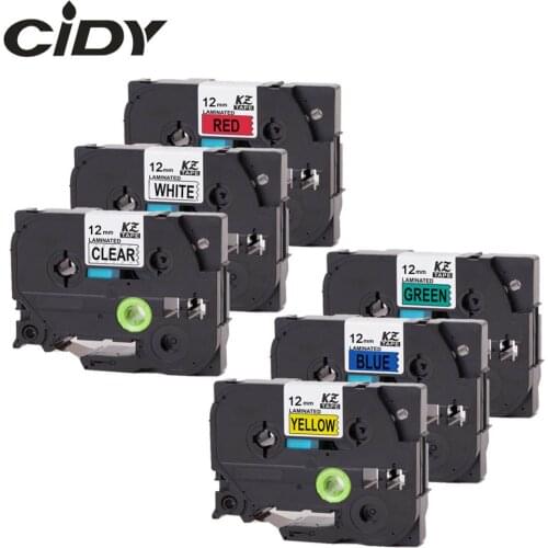 CIDY 6pcs 12mm tze 231 Compatible Brother P-touch Laminated Label Tapes TZe-131 TZe-231 TZe-431 TZe-531 TZe-631 TZe-731
