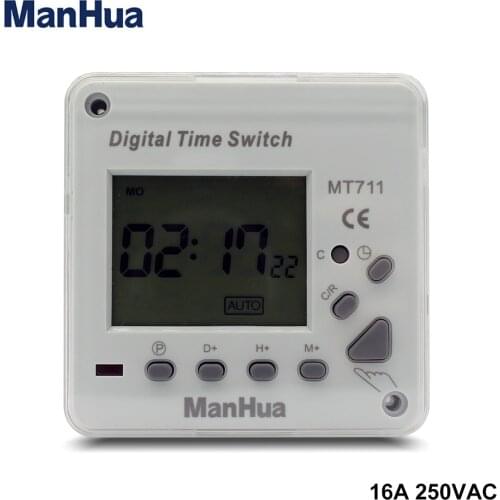 ManHua Digital Timer Switch Automatic Electronicl MT711 Programmable Time with LCD Display