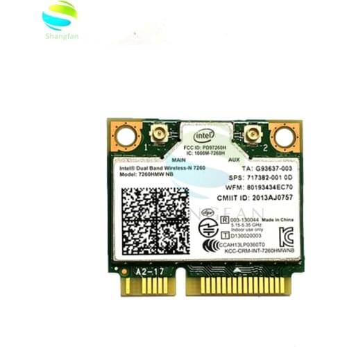 For Intel Wireless-N 7260 7260HMW NB Mini PCI-E 802.11b/g/n 300M Wifi Card for HP EliteBook 820 840 850 FIT 400PO 600PO 800EO