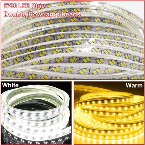 Double row led light strip 5730 120LED/M 220V Outdoor Indoor Waterproof led light SMD 5730 Flexible LED +EU Plug 1M 2M 3M 4M 5M