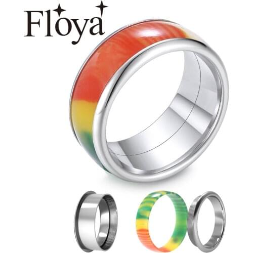 Floya Famous Design Rings Trendy For Womens Interchangeable Rings Wedding Band Cocktail Stainless Steel Ring