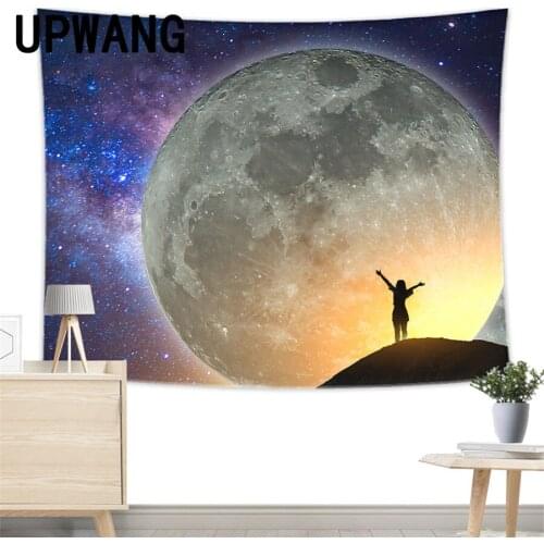 Moon Tapestry Wall Hanging Sandy Beach Picnic Rug Camping Tent Sleeping Pad Home Decor Bedspread Sheet Wall Cloth