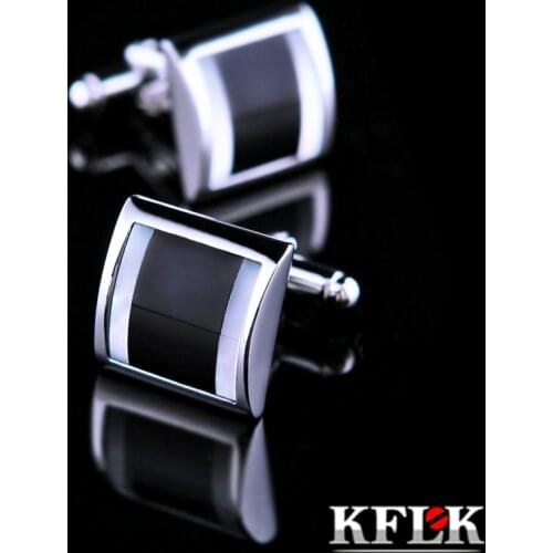 KFLK 2020 Luxury shirt cufflinks for mens gifts Brand cuff buttons Shell Black cuff link Top High Quality abotoaduras Jewelry