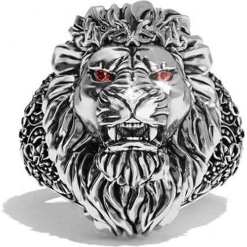Lion Head Rings For Men Women Silver Color Domineering Animal Punk Morcycle Biker Party Mens Ring Male Jewelry Gift