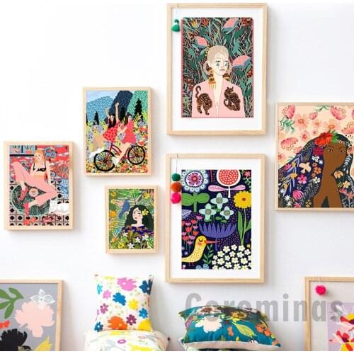 Colorful Abstract Fashion Moroccan Girl Wall Art Canvas Painting Nordic Posters And Prints Wall Pictures For Living Room Decor