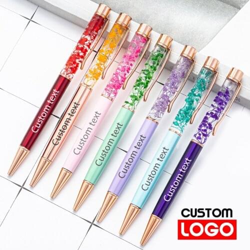 Creative DIY Oiled Dry Flower Pen Business Gift Metal Pen Wholesale Advertising Ballpoint Pen Custom Logo Student Teacher Gift
