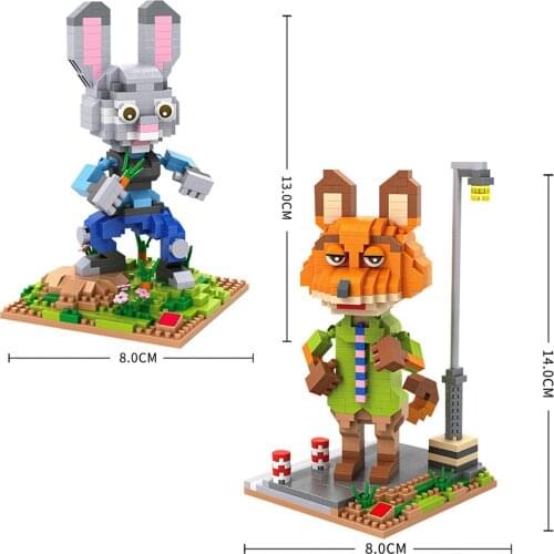 Hot Zootopia nick Wilde fox judy Hopps rabbit classic cartoon figures model bricks mini micro diamond building blocks toys gift