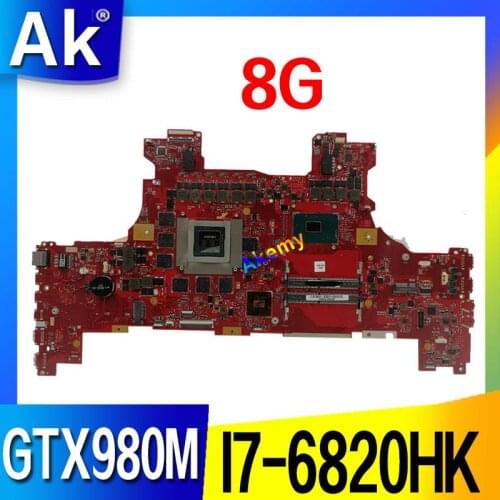 Asepcs G701VO Motherboardwith I7-6820HK GTX980M/8G For ASUS ROG G701VO G701V G701 Laptop Mainboard Motherboard test 100% OK