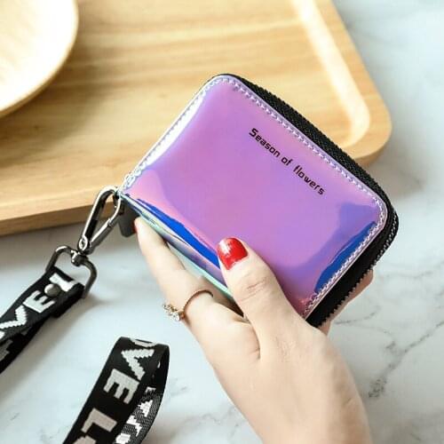 Fashion Laser Neck Card Bag Womens Small and Casual Cute Multi-card Zipper Coin Purse