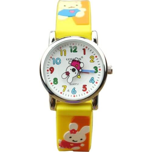 Fashion children cute Cartoon Rabbit and bear Design Analog 3D band Girls Boys Children Wrist Kids Watches silicone strap watch