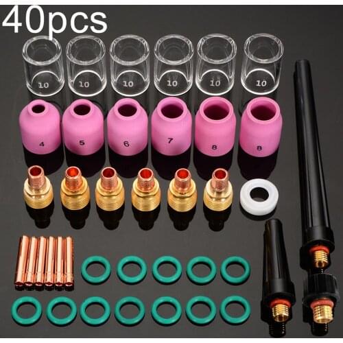 40Pcs Tig Welding Torch Kit Collets Gas Lens Glass Cup Accessories for WP-9/20/25