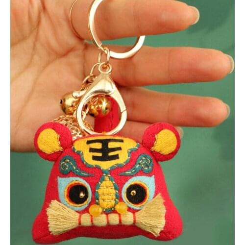 Cartoon Tiger Chinese DIY Embroidery Kit Amulet Sachet of Keychain Needlework Handmade Cross Stitch Sewing Craft Gift Home Decor