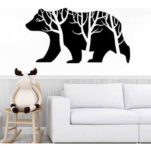 Animal Wall Stickers Vinyl Mountain Forest Polar Bear Room Decoration Mural Bedroom Livingroom Cute Decor Decals Poster DW21009