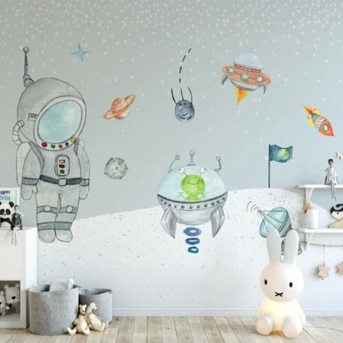 Custom Mural Wallpaper 3D Hand Painted Space Universe Children Room Background Wall Mural Papel De Parede Infantil Wallpapers 3D
