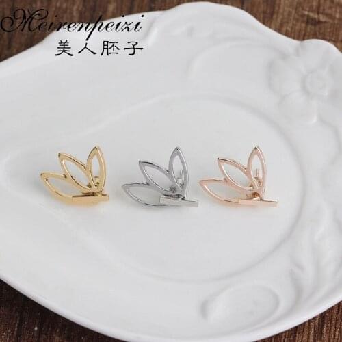 Hot Fashion Jewelry Simple Rose Gold Silver Statement Stud Earrings Hollow Lotus Charm Double Sides Vintage Earring For Girls