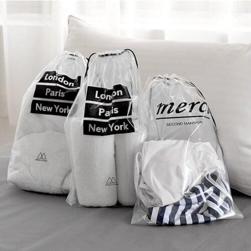 5Pcs Transparent Waterproof Travel Drawstring Storage Bag Portable Socks Underwear Bra Shoe Organizer Woman Cosmetic Storage Bag