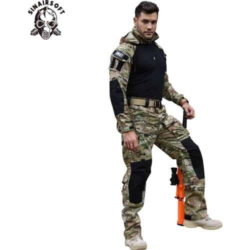 SINAIRSOFT Combat Uniform Tactical BDU Sportwear Multicam Combat Hunting Clothes Airsoft Camouflage Sniper Military Equipment