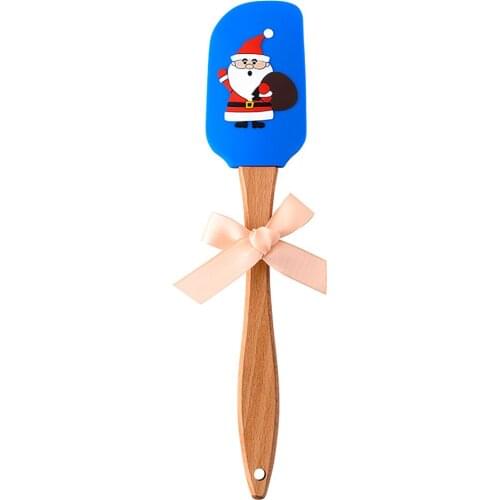 Long Handle Scraper Kitchen Supplies Baking Tool Christmas Decorations DIY Red Wood Handle Easy To Clean Creative Spatula