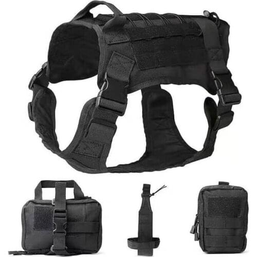 Tactical Dog Vest Breathable Military Dog Clothes Harness Adjustable Size Police Harness Training Hunting Molle Dog Vest Harness