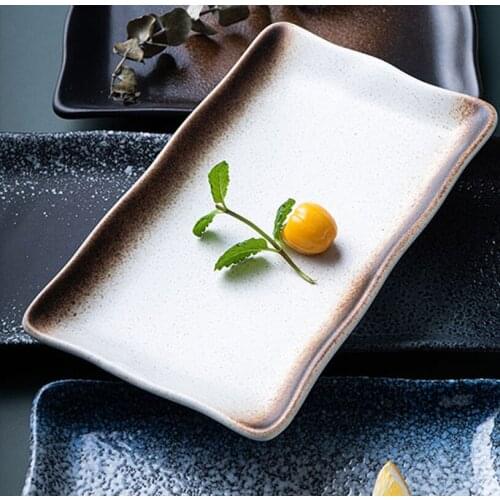 Sushi Plate Creative Ceramic Plate Japanese Dinner Plate Rectangle Color Plate Restaurant Special Porcelain Plate Sushi Plate