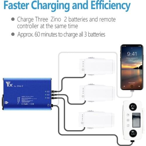 5 in 1 Hubsan Zino2 Charger 3 Way Battery Charging USB 2 Port Remote Control phone Tablet Charge For Hubsan Zino2 Charger Hub