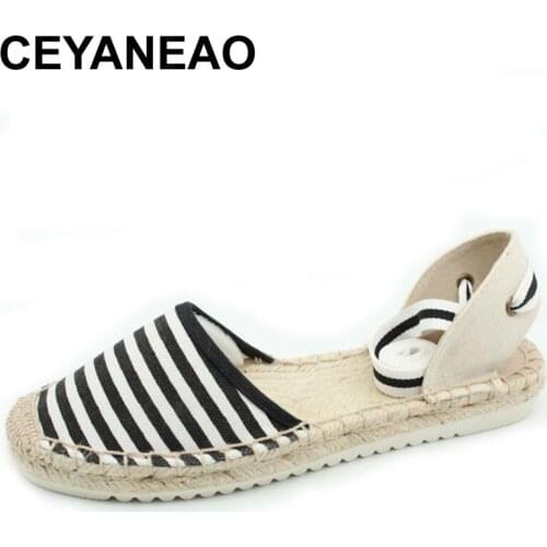 CEYANEAO 2019Womens Lace up Platform Flat Heel Espadrilles Closed Toe Ankle Wrap Sandals ShoesE2118