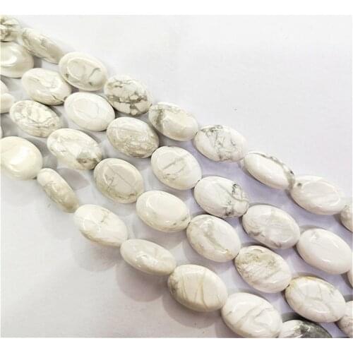 1 Strand/28pcs 14x10x5mm Wholesale Natural White Howlite Oval Loose Beads DIY Jewelry Accessories 15.5inch S400