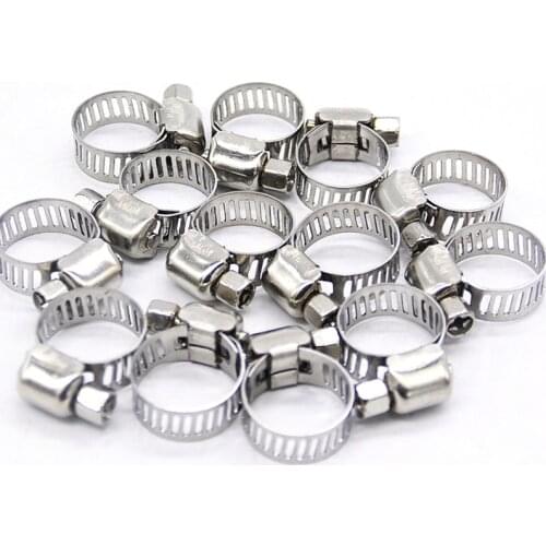 5pcs 6mm-25mm Stainless Steel Mini Fuel Line Pipe Hose Clamp Clip Optional Size for Air Hose Water Pipe Fuel Hose Silicone
