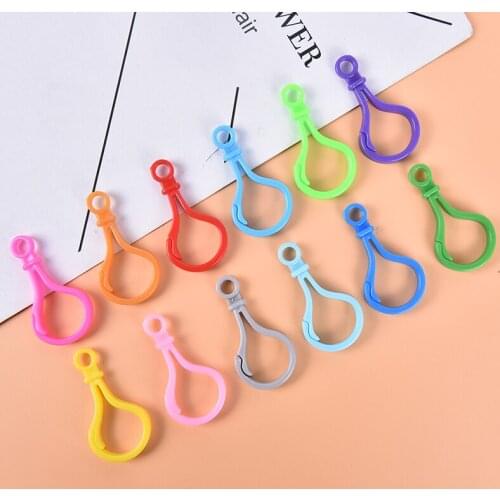 10pcs Multicolor Plastic Bulb Shape Lobster Trigger Clasps Bag Purse Key Ring Hook Finding Keychain Jewelry Making Buckle25x50mm