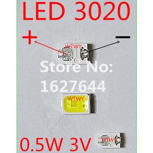 1000pcs LED 3020 LED Backlight TV High Power 0.5W 3V 3020 LED Backlight Cool white For LG LED LCD TV Backlight Application