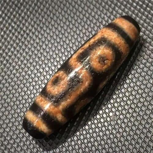 210421-2 Antique Aged Natural Agate 6 Eyes Tibetan Dzi Beads Powerful Amulet Antique Collectible Real Tibet Bead Certificate