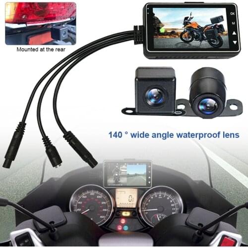 3" LCD 140° HD Dash Cam Dual Action Camera Video Recorder for Car Motorcycle Bike Front Rear Moto Driving Recorder Cycle Video