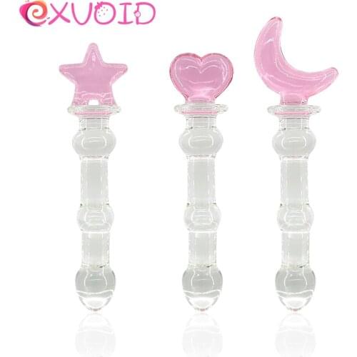 EXVOID Anal Beads Sex Toys for Women Men Adult Products Butt Plug Pink Heart Anal Plug Fairy Stick G-spot Massager Glass Dildo