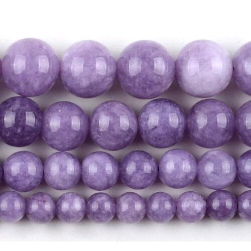 Natural Lilac Chalcedony Jades Stone Beads Round Loose Spacer Beads For Jewelry Making DIY Bracelet Handmade 6/8/10/12mm