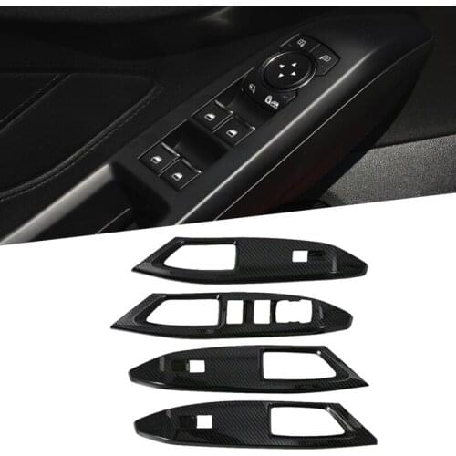 For Ford Focus Sedan/Hatchback 2019 LHD Carbon Fiber Style Car Interior Armrest Window Lift Switch Button Cover Trim Bezel