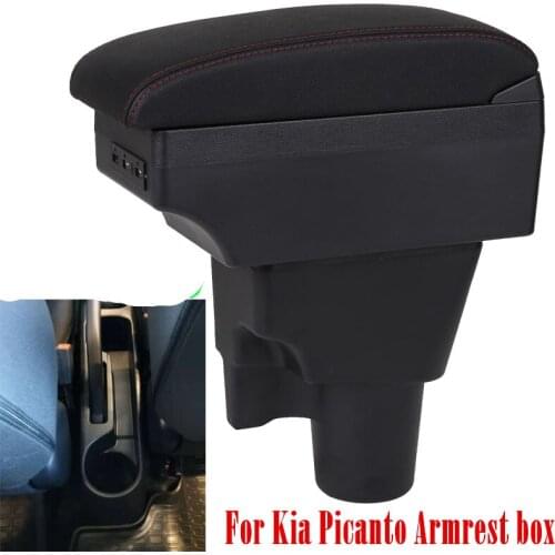 For Kia Picanto Armrest box central Store content Picanto armrest box with cup holder ashtray with USB interface