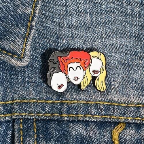 Cartoon punk movie brooch crazy witch avatar hairstyle expression enamel pin custom alloy badge cowboy clothes bag accessories