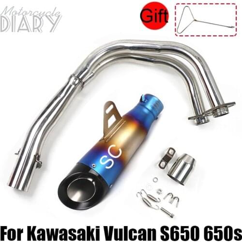 Escape Moto Slip-on Motorcycle Exhaust Racing Modified Pipe Muffler Silencer For Kawasaki Vulcan S650 650s VN650 EN650 All Years