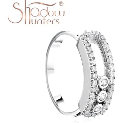 SHADOWHUNTERS Move Stone Rings 925 Sterling Silver Ring Pave Zircon CZ For Women Trendy Jewelry France Type High Quallity Making