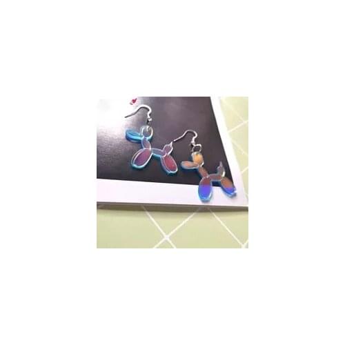 Creative Poodle Dog Acrylic Drop Earrings for Women Donarsei Cute Laser Balloon Funny Cartoon Animal Horse Dangle Earrings Gift