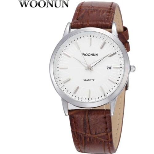 WOONUN Simple Men Watches Leather Belt Quartz Wrist Watches For Men Ultra Thin Mens Watches Minimalist Watches Hodinky